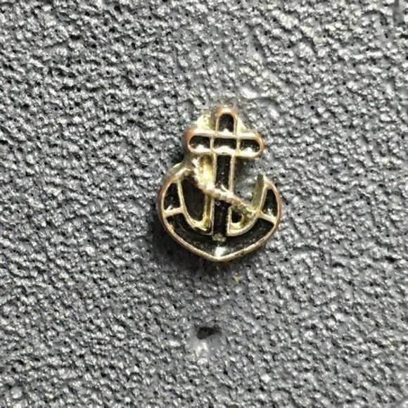 Anchor Stud Pierced Earrings Tiny Silver Black Enamel Nautical Beach Sailing - Picture 2 of 4